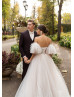 Beaded Lace Tulle Wedding Dress With Detachable Sleeves